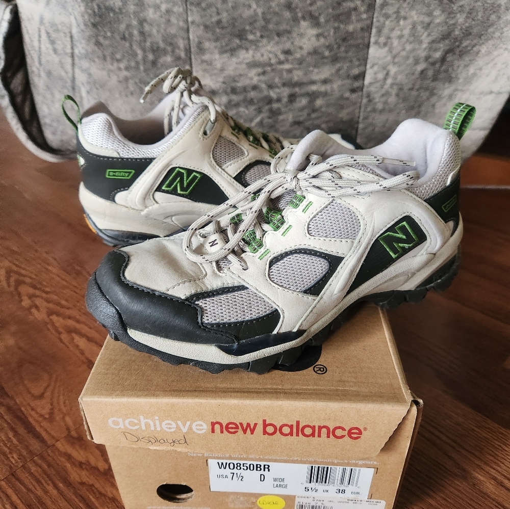 New Balance Womens White and Green Sneakers